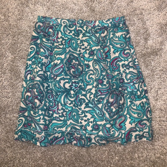 LOFT Green & Cream Zip Up Skirt size 0 - Picture 10 of 10